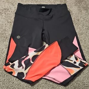 Under Armour Womens Rush Print Color Block Leggings Size L